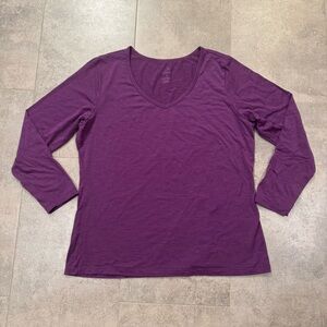 Woolx Layla Long-sleeved V-neck Shirt Top 1X